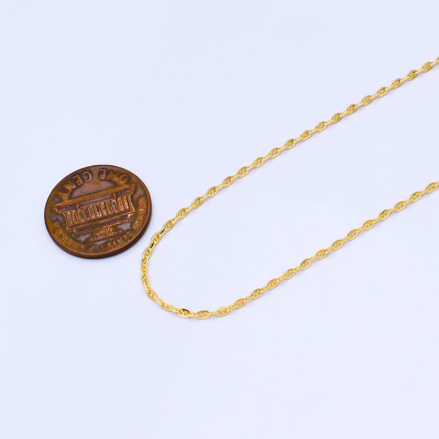 24K Gold Filled 1.6mm Mini Mariner Anchor Chain by Yard Wholesale DIY Jewelry Making Supplies for Necklace Bracelet Bag Chain | Roll-2001