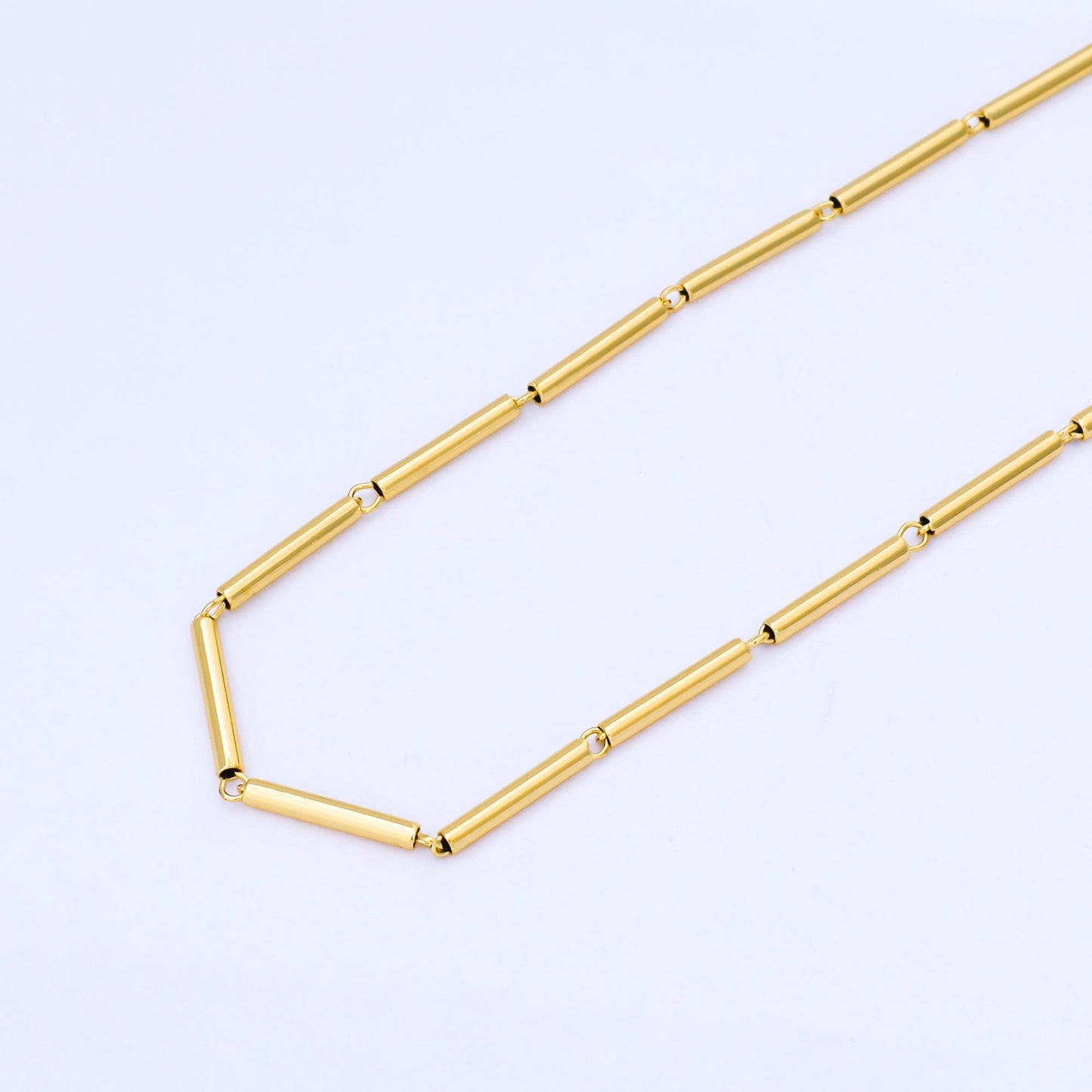24K Gold Filled 1.9mm Minimal Long Tube Chain by Yard Gold Stick Link Chain DIY Jewelry Making Supplies Necklace Bracelet | Roll-2003