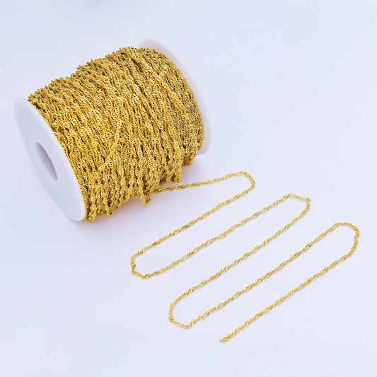 24K Gold Filled 2.1mm Shiny Rope Chain by Yard Twisted Rope Chain DIY Jewelry Making Supplies Necklace Bracelet | Roll-2005