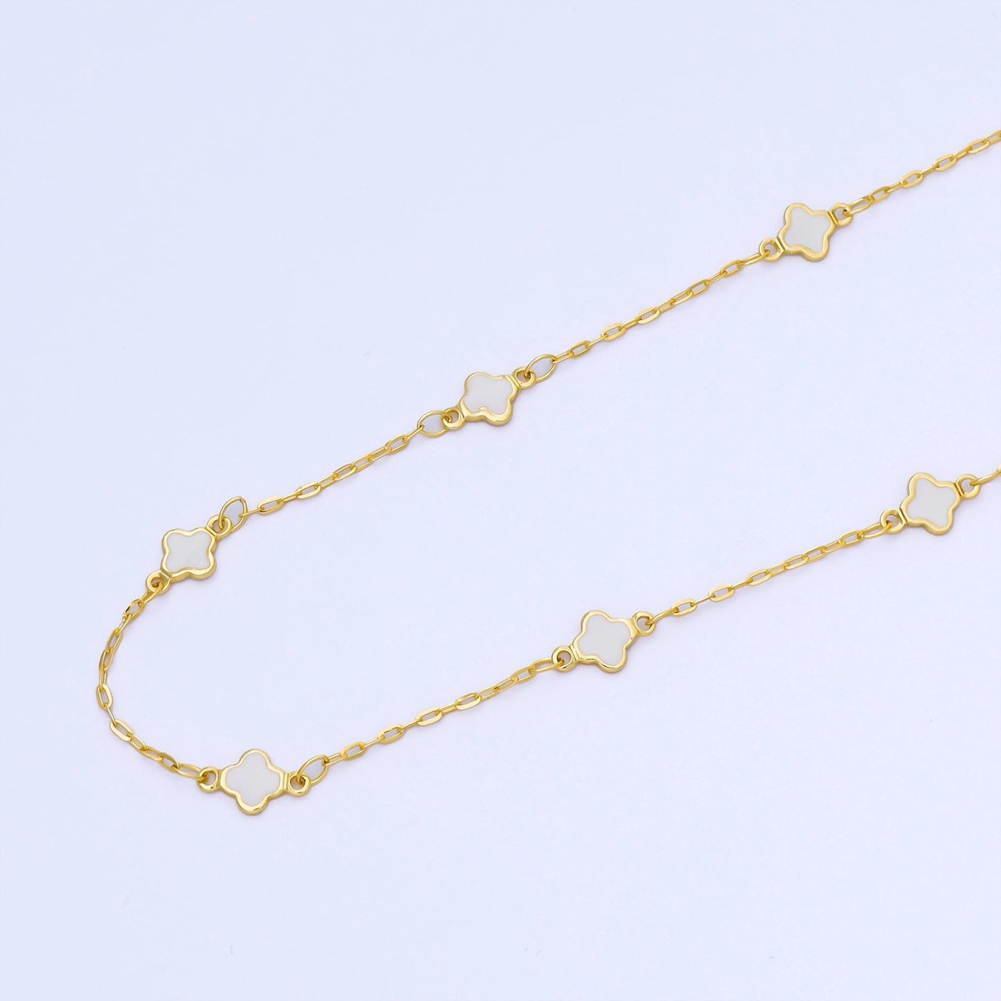 24K Gold Filled Dainty 1.5mm Enamel Lucky Clover Unfinished Satellite Chain by Yard for Jewelry Making Necklace Bracelet | Roll-2006