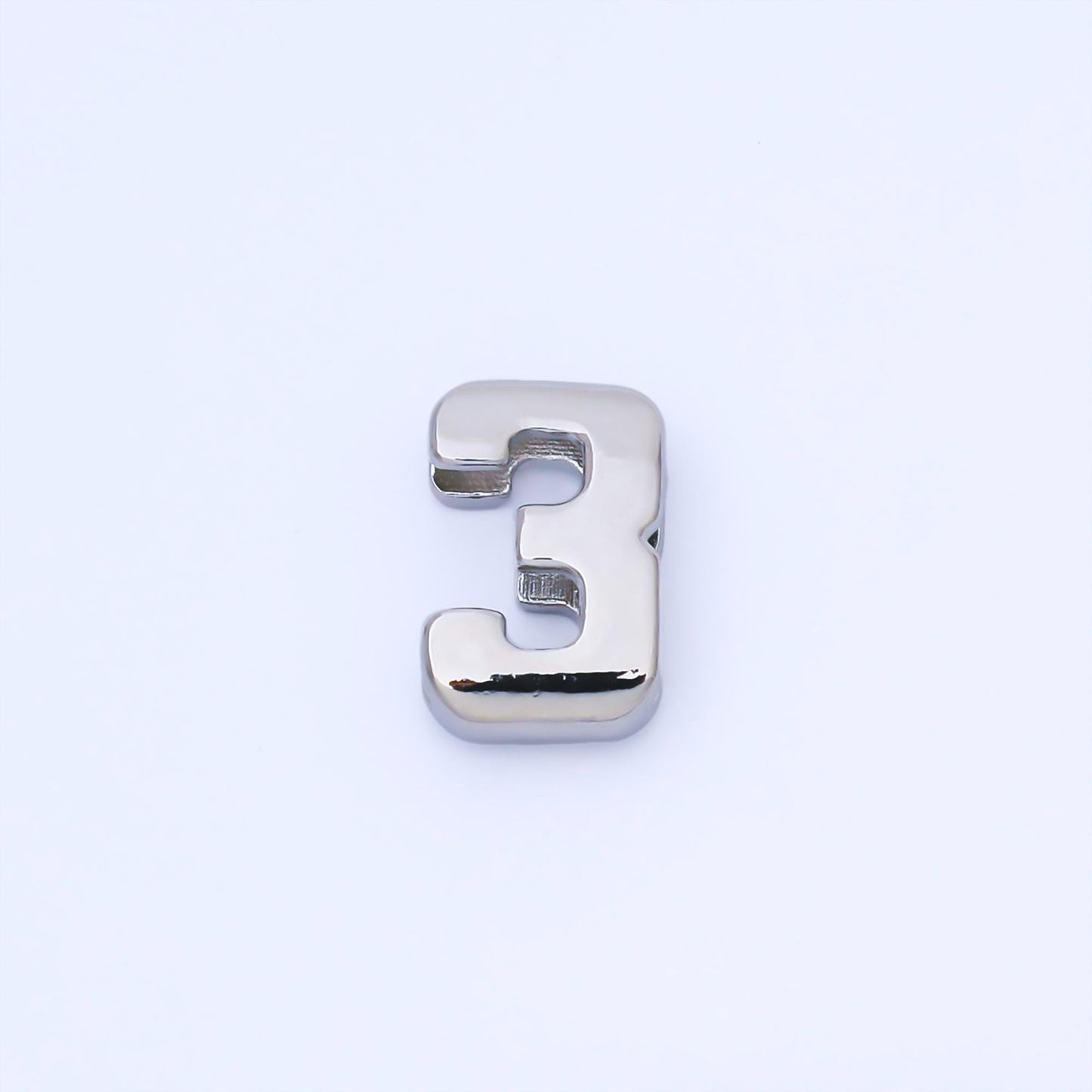 Silver Varsity Number Beads charm Sport Number Spacer 3D Silver digit charm personalize lucky number bubble Cord Bracelet Supply B489