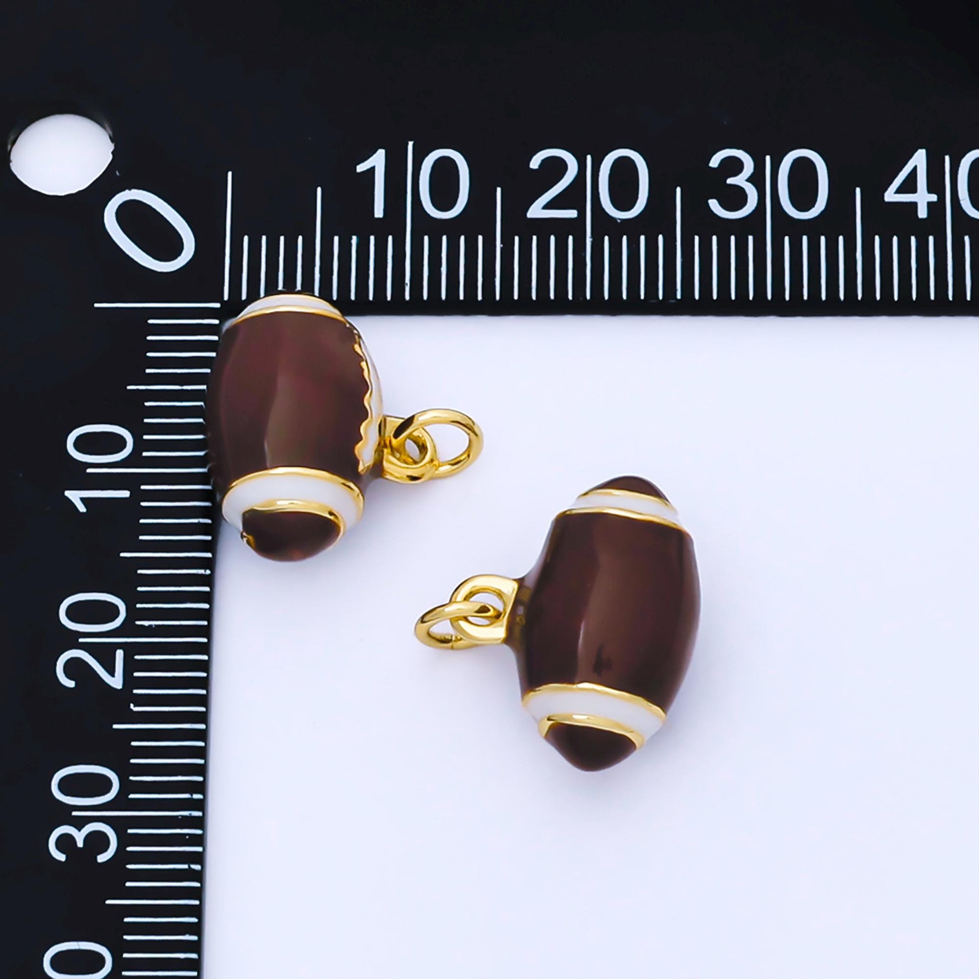 24k Gold Enamel Mini Football Charm Super Bowl Party Pendant DIY Piece for Jewelry Making Bracelet Necklace Supply Game Night | AF1584