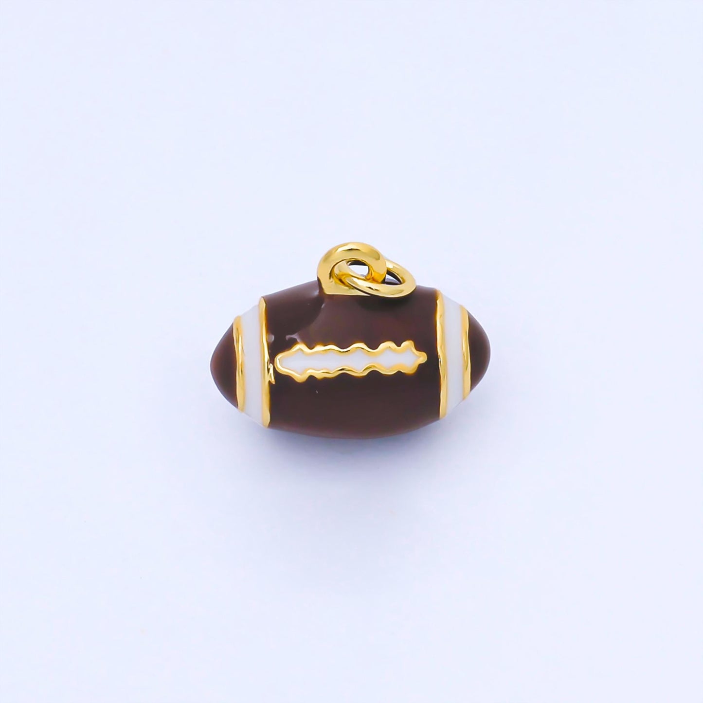 24k Gold Enamel Mini Football Charm Super Bowl Party Pendant DIY Piece for Jewelry Making Bracelet Necklace Supply Game Night | AF1584