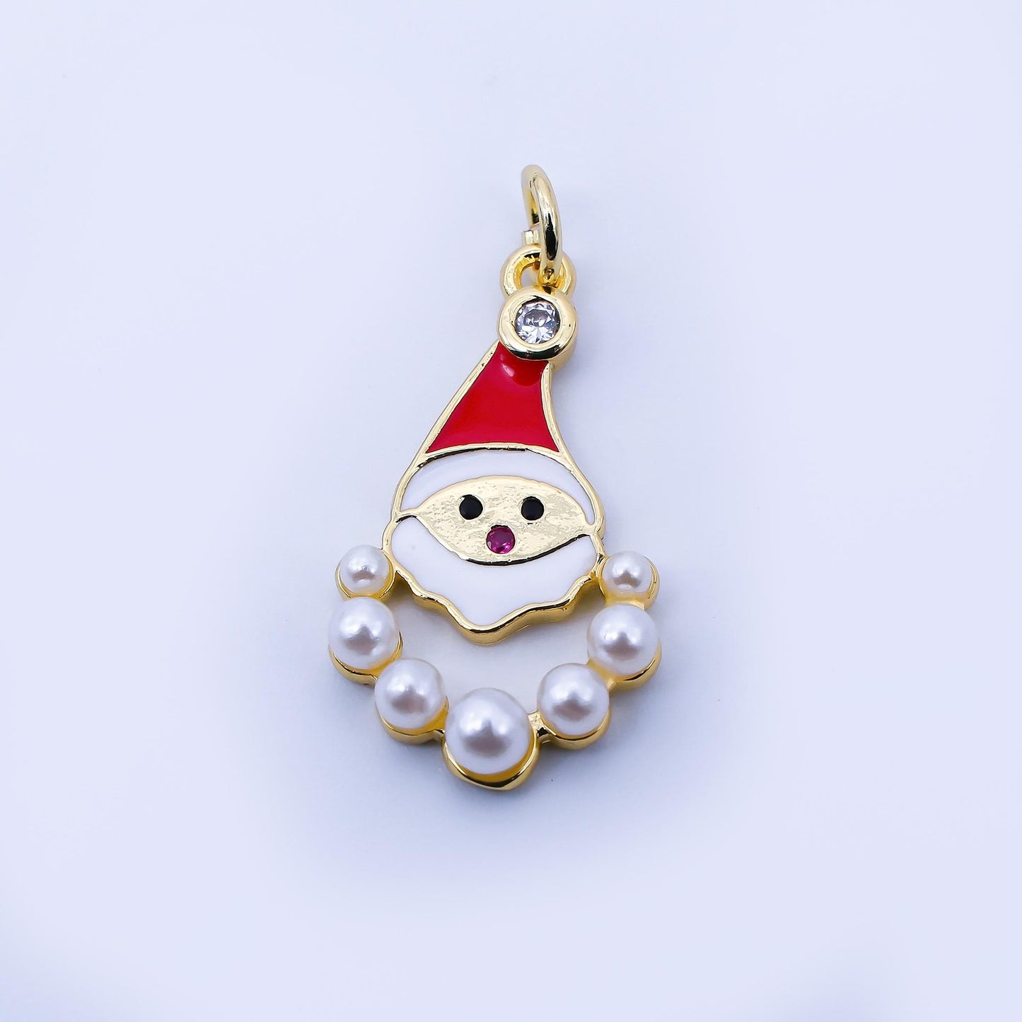 Dainty Santa Clause Charm Mini 18k gold filled Pearl Bread for Christmas holiday season greetings pendant | C939