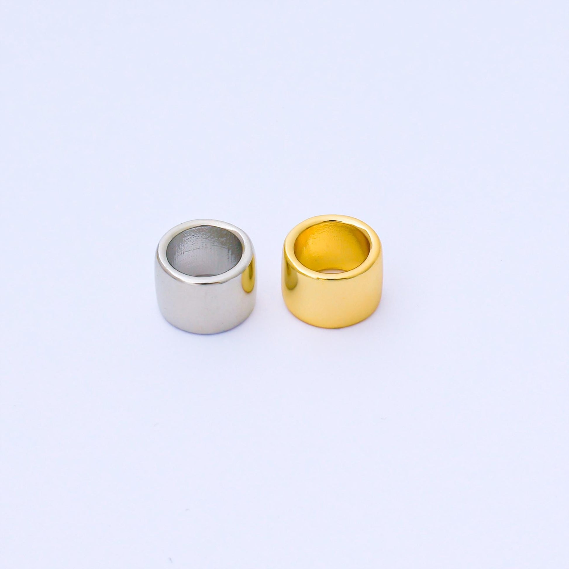 24k Gold Filled Wide Cylindrical Spacer Beads Gold & Silver Large Hole Beads DIY Jewelry Making Supply Bracelet Necklace | B487