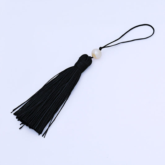 Black Silk Hanging Tassel with Pearl Accent Decorative Pendant for Jewelry or Accessories Graduation Caps DIY Supply | Z1501