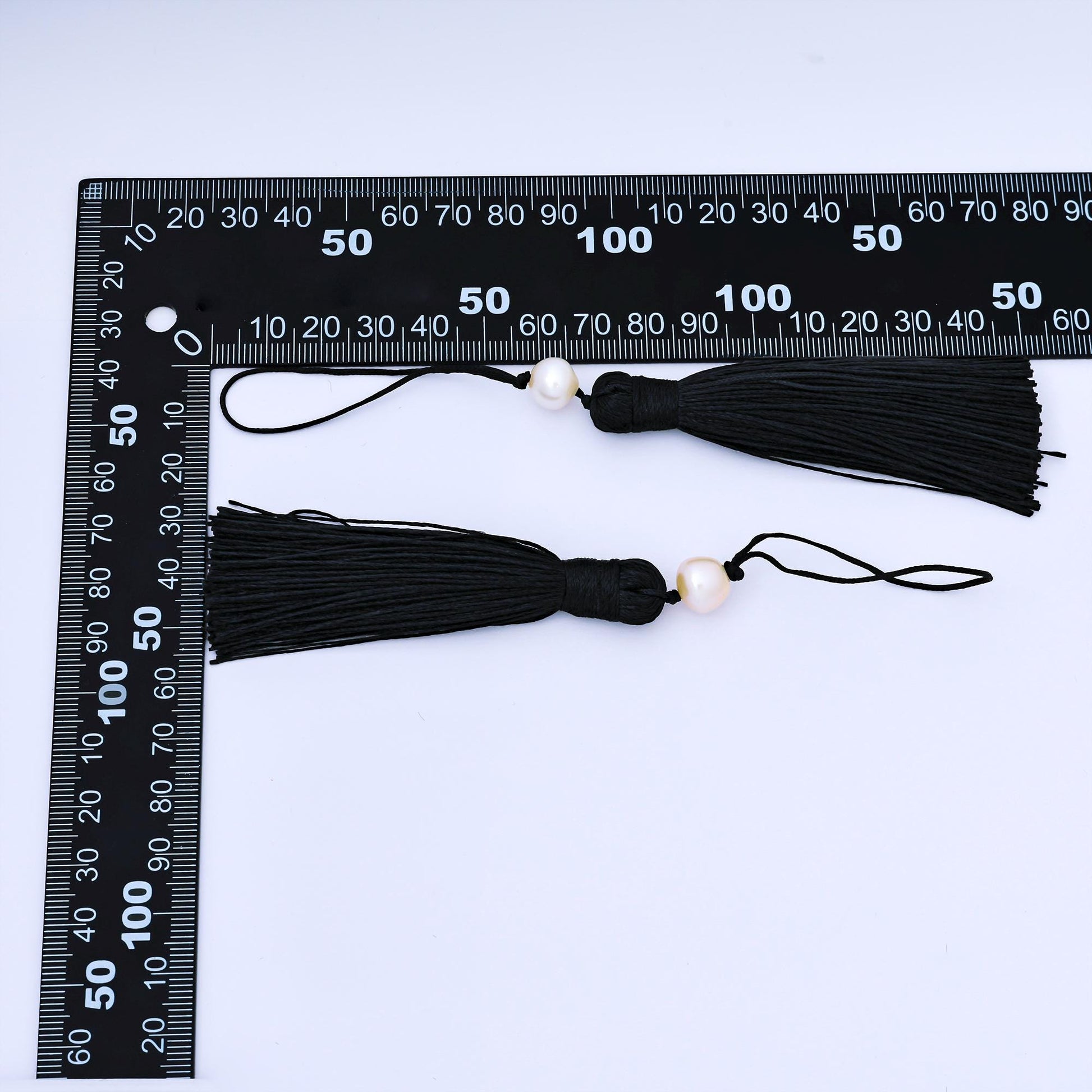 Black Silk Hanging Tassel with Pearl Accent Decorative Pendant for Jewelry or Accessories Graduation Caps DIY Supply | Z1501