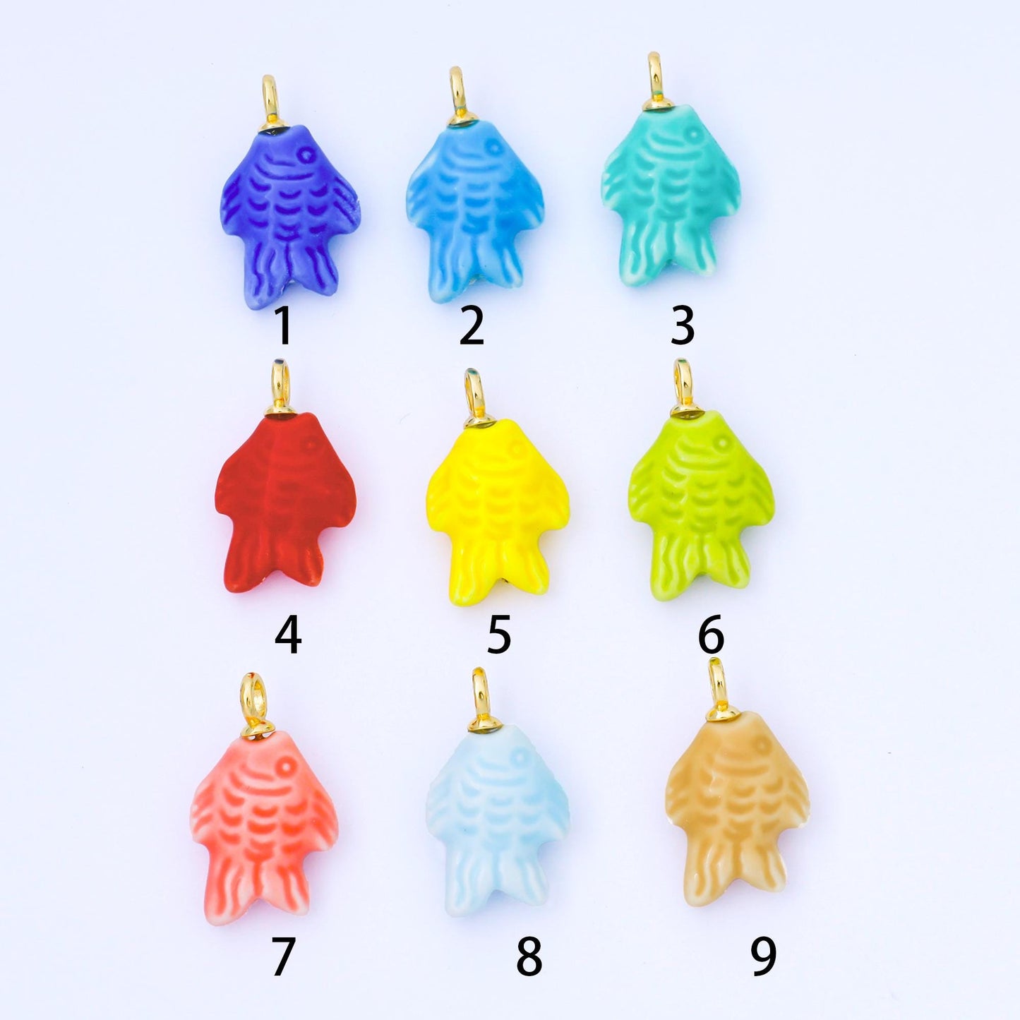 Dainty Fish ceramic charm handmade Pink Cute Fish Shell ceramic porcelain Beach charm for necklace bracelet jewelry making supply N-082