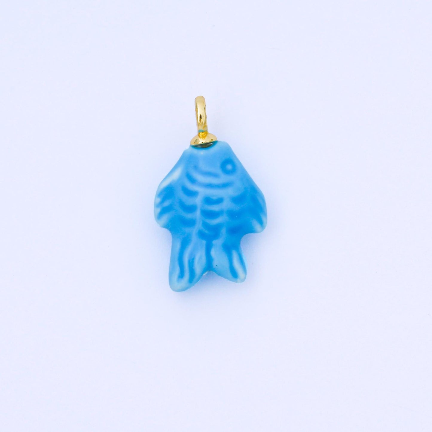 Dainty Fish ceramic charm handmade Pink Cute Fish Shell ceramic porcelain Beach charm for necklace bracelet jewelry making supply N-082