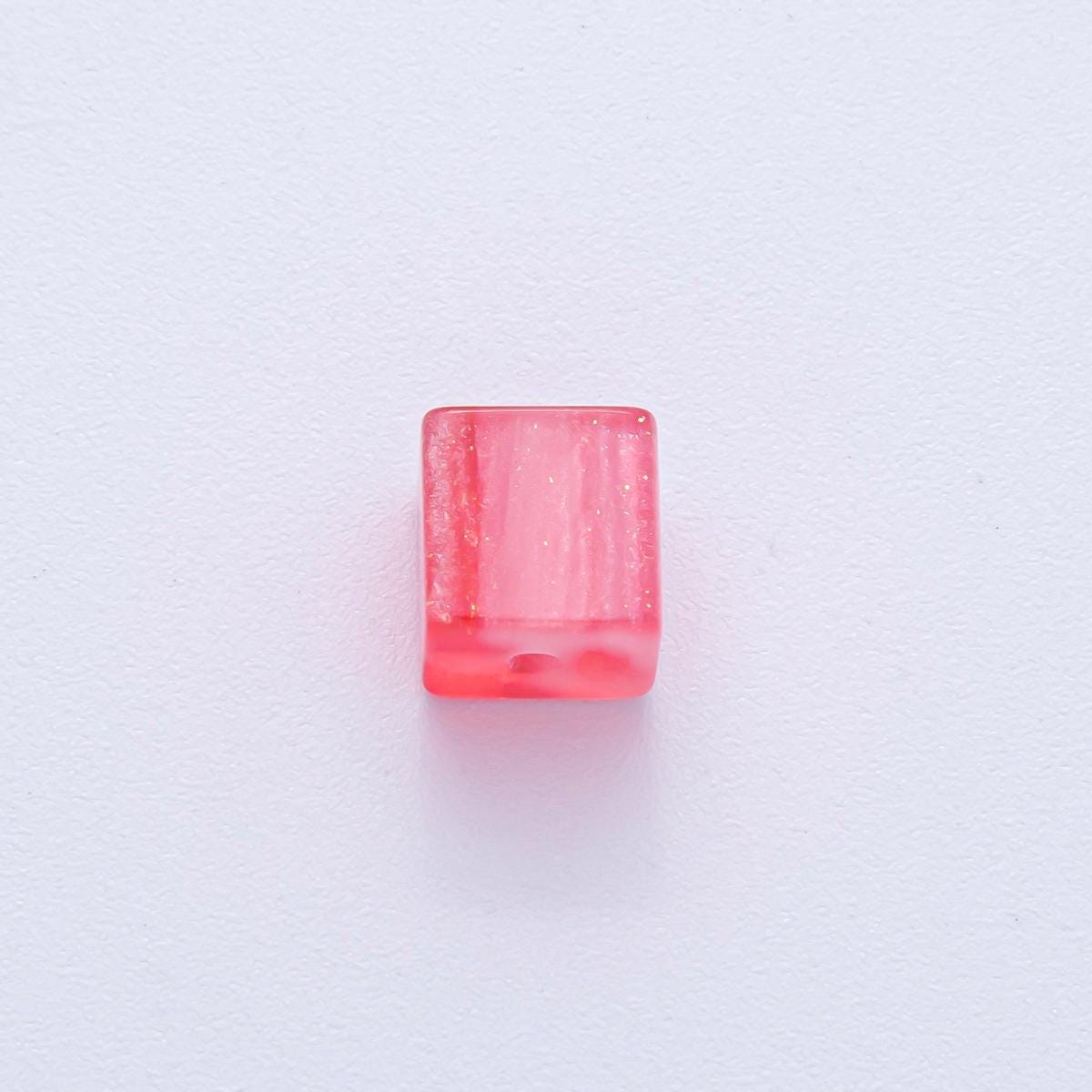8mm Black, Purple, Orange, White, Green, Pink Glitter Resin Square Bead Set DIY Jewelry Supply for Custom Necklace Bracelet | B566