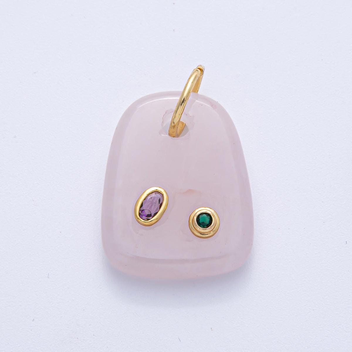 18K Gold Filled Natural Stone Pendant GemStone Charm Necklace with CZ Stone for DIY Jewelry Making Supply AK055