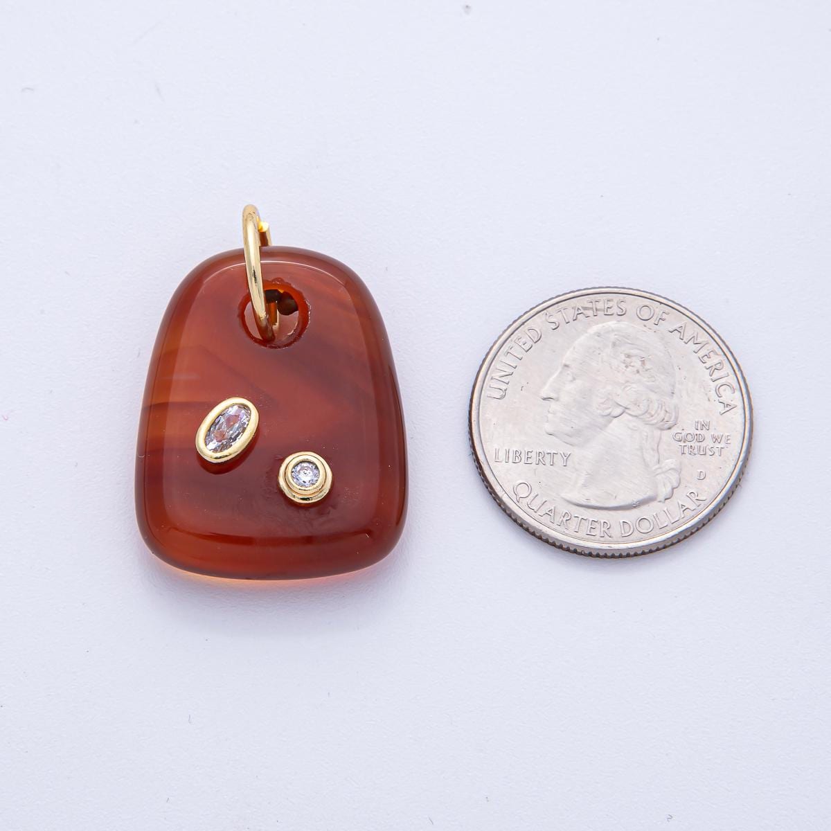 18K Gold Filled Natural Stone Pendant GemStone Charm Necklace with CZ Stone for DIY Jewelry Making Supply AK055