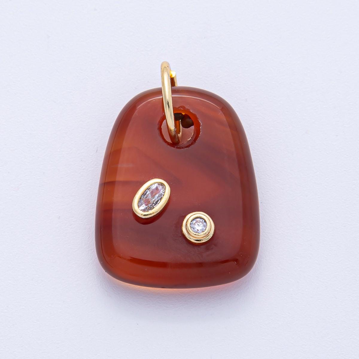 18K Gold Filled Natural Stone Pendant GemStone Charm Necklace with CZ Stone for DIY Jewelry Making Supply AK055