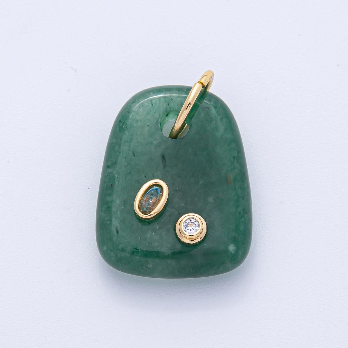 18K Gold Filled Natural Stone Pendant GemStone Charm Necklace with CZ Stone for DIY Jewelry Making Supply AK055