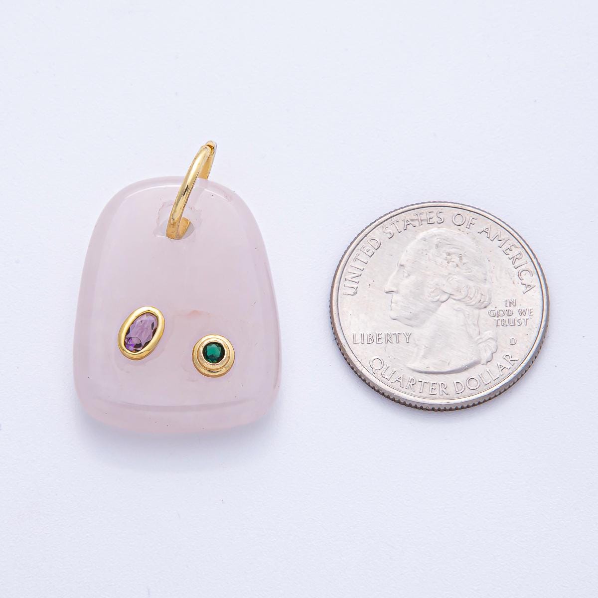 18K Gold Filled Natural Stone Pendant GemStone Charm Necklace with CZ Stone for DIY Jewelry Making Supply AK055