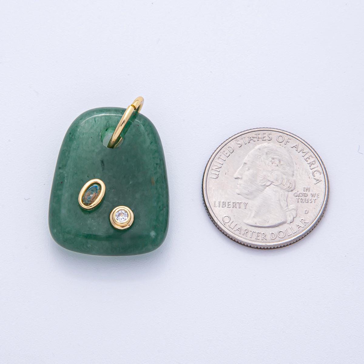 18K Gold Filled Natural Stone Pendant GemStone Charm Necklace with CZ Stone for DIY Jewelry Making Supply AK055