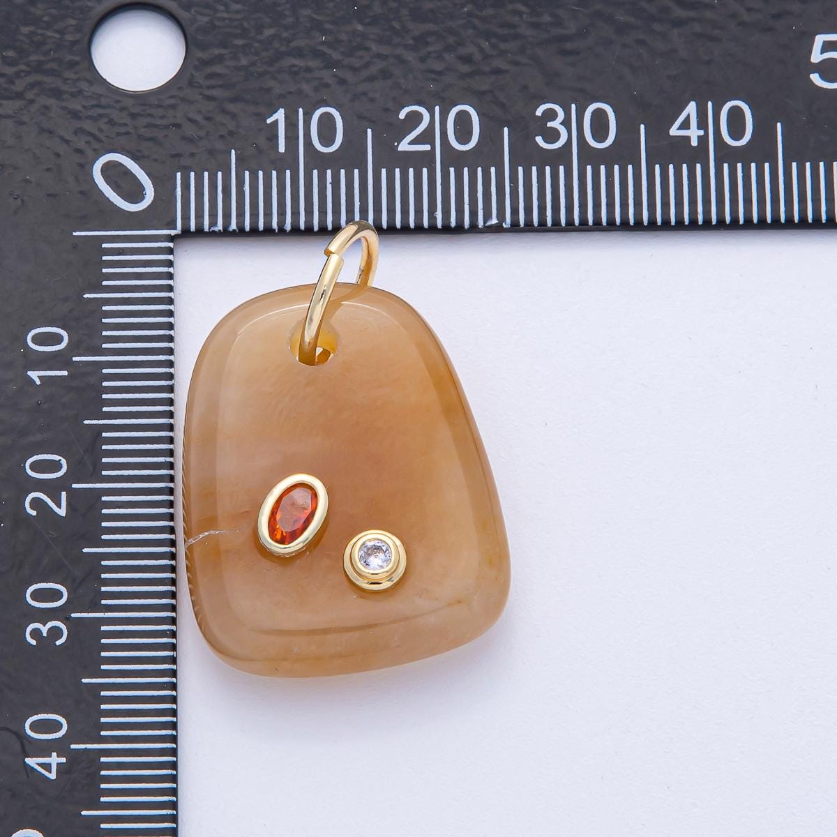 18K Gold Filled Natural Stone Pendant GemStone Charm Necklace with CZ Stone for DIY Jewelry Making Supply AK055