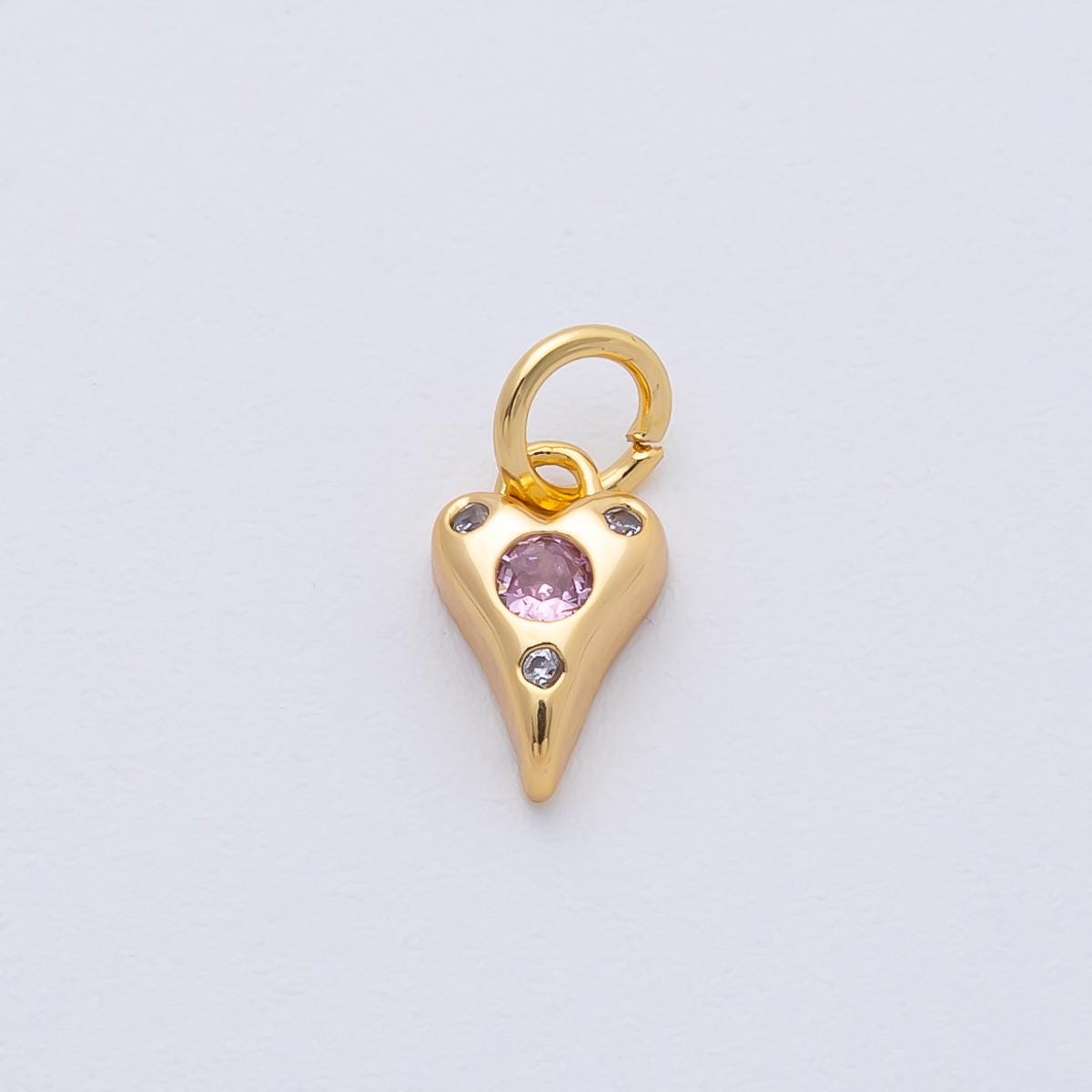 18K Gold Filled 19.4mm Pink, Purple, Clear, Green, Blue Clear CZ Dotted Teardrop Mini Charm DIY Jewelry Supply for Custom Designs | AF1483