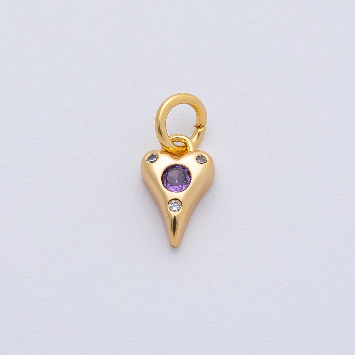 18K Gold Filled 19.4mm Pink, Purple, Clear, Green, Blue Clear CZ Dotted Teardrop Mini Charm DIY Jewelry Supply for Custom Designs | AF1483