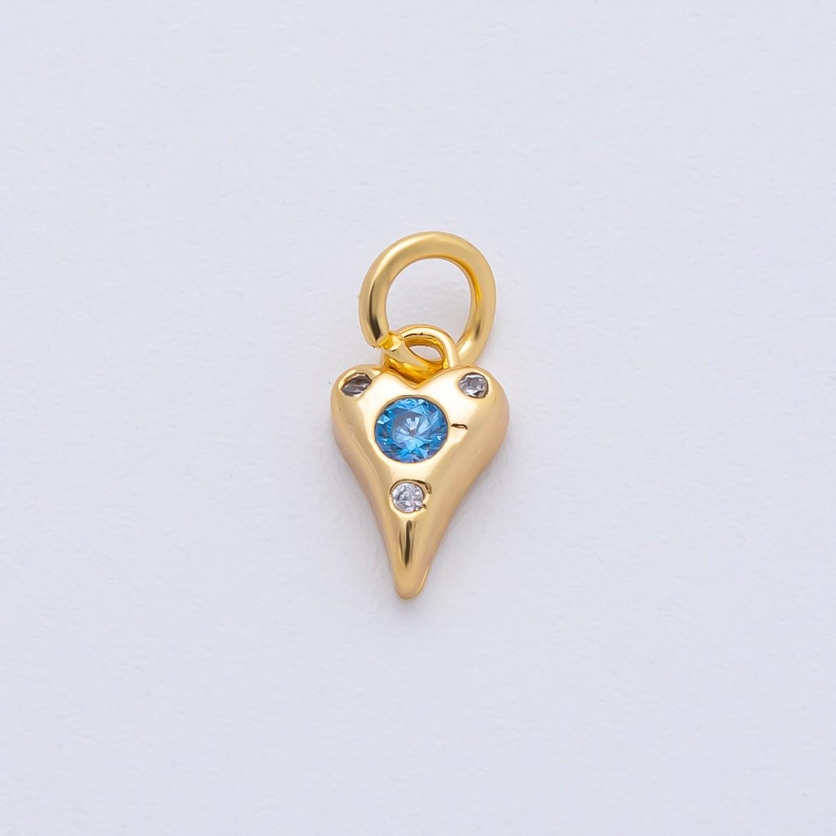 18K Gold Filled 19.4mm Pink, Purple, Clear, Green, Blue Clear CZ Dotted Teardrop Mini Charm DIY Jewelry Supply for Custom Designs | AF1483