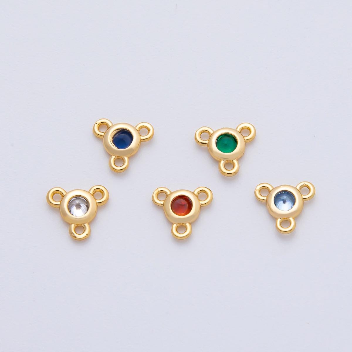 24K Gold Filled 6.2mm CZ Round Bezel Triple Connector Finding DIY Jewelry Supply Finding for Custom Necklace and Bracelet | Z1479