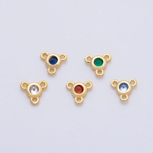 24K Gold Filled 6.2mm CZ Round Bezel Triple Connector Finding DIY Jewelry Supply Finding for Custom Necklace and Bracelet | Z1479