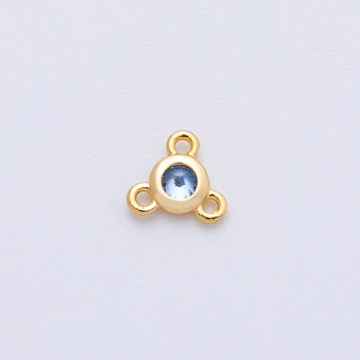 24K Gold Filled 6.2mm CZ Round Bezel Triple Connector Finding DIY Jewelry Supply Finding for Custom Necklace and Bracelet | Z1479