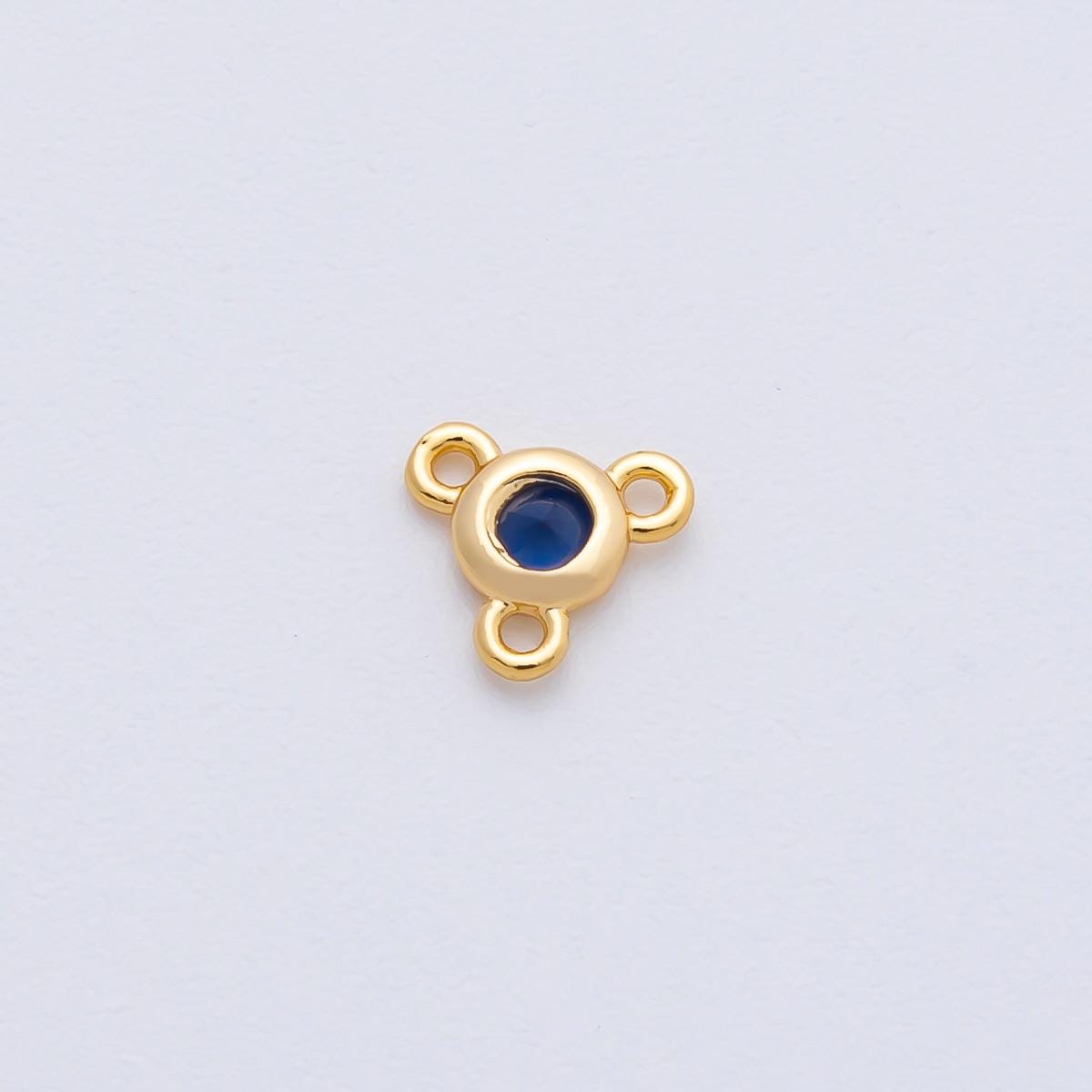24K Gold Filled 6.2mm CZ Round Bezel Triple Connector Finding DIY Jewelry Supply Finding for Custom Necklace and Bracelet | Z1479