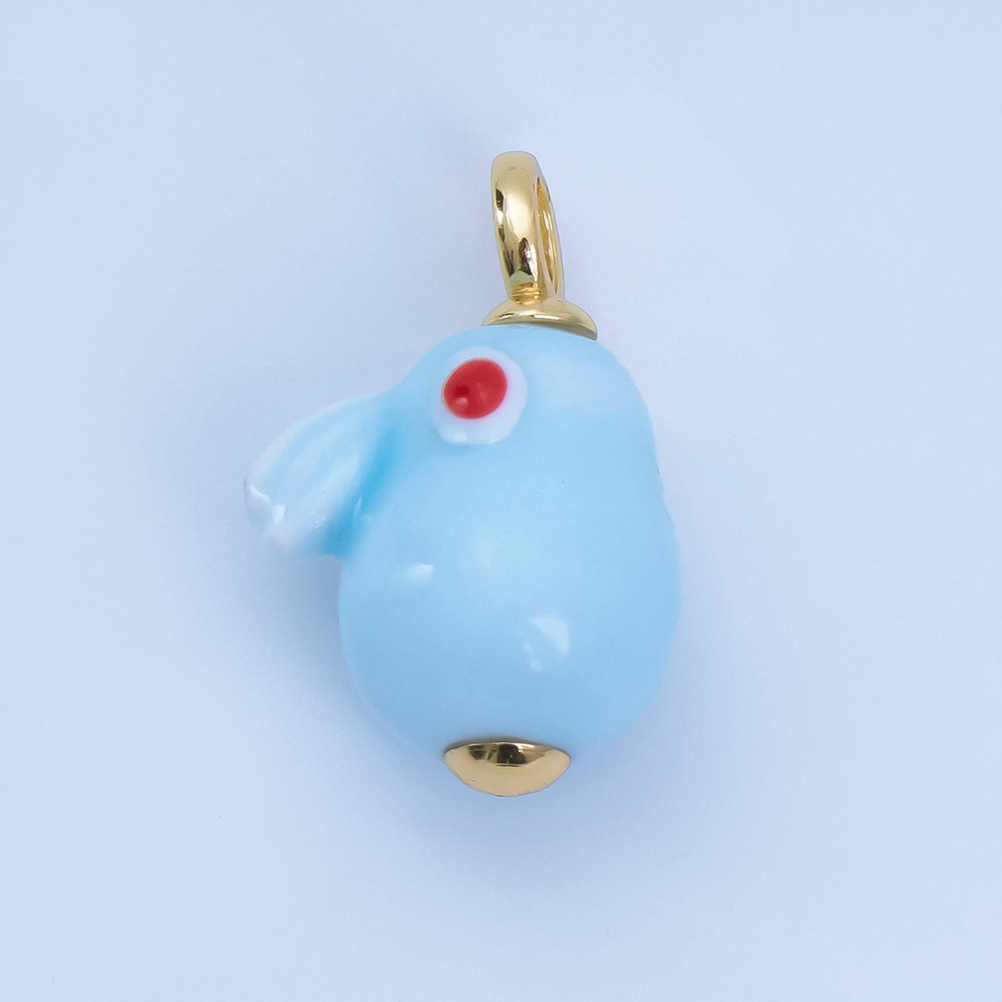 Handmade Ceramic Rabbit Charm – Cute Animal Bunny Pendant Spring Easter Charm Gold Loop for Necklace or Bracelet supply C-964