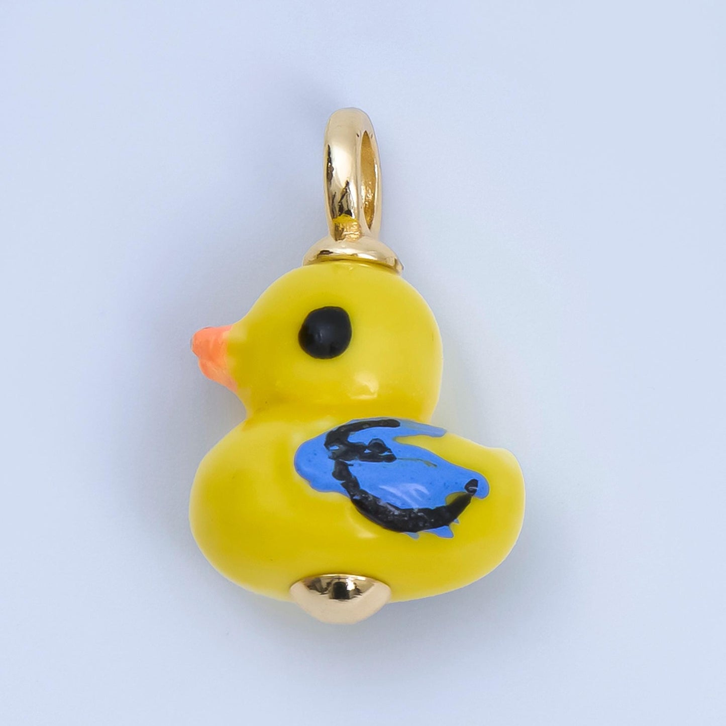 24K Gold Filled Blue, Green, White, Yellow Duck Ceramic Animal Charm Kids Jewelry Beads | C953