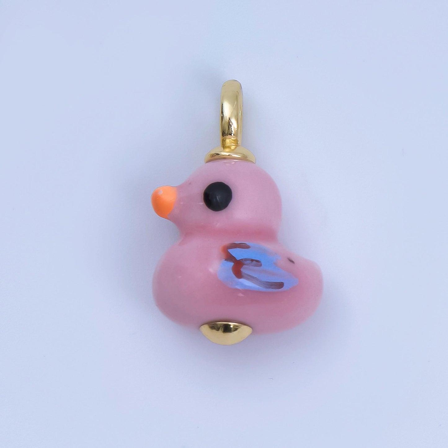 24K Gold Filled Blue, Green, White, Yellow Duck Ceramic Animal Charm Kids Jewelry Beads | C953