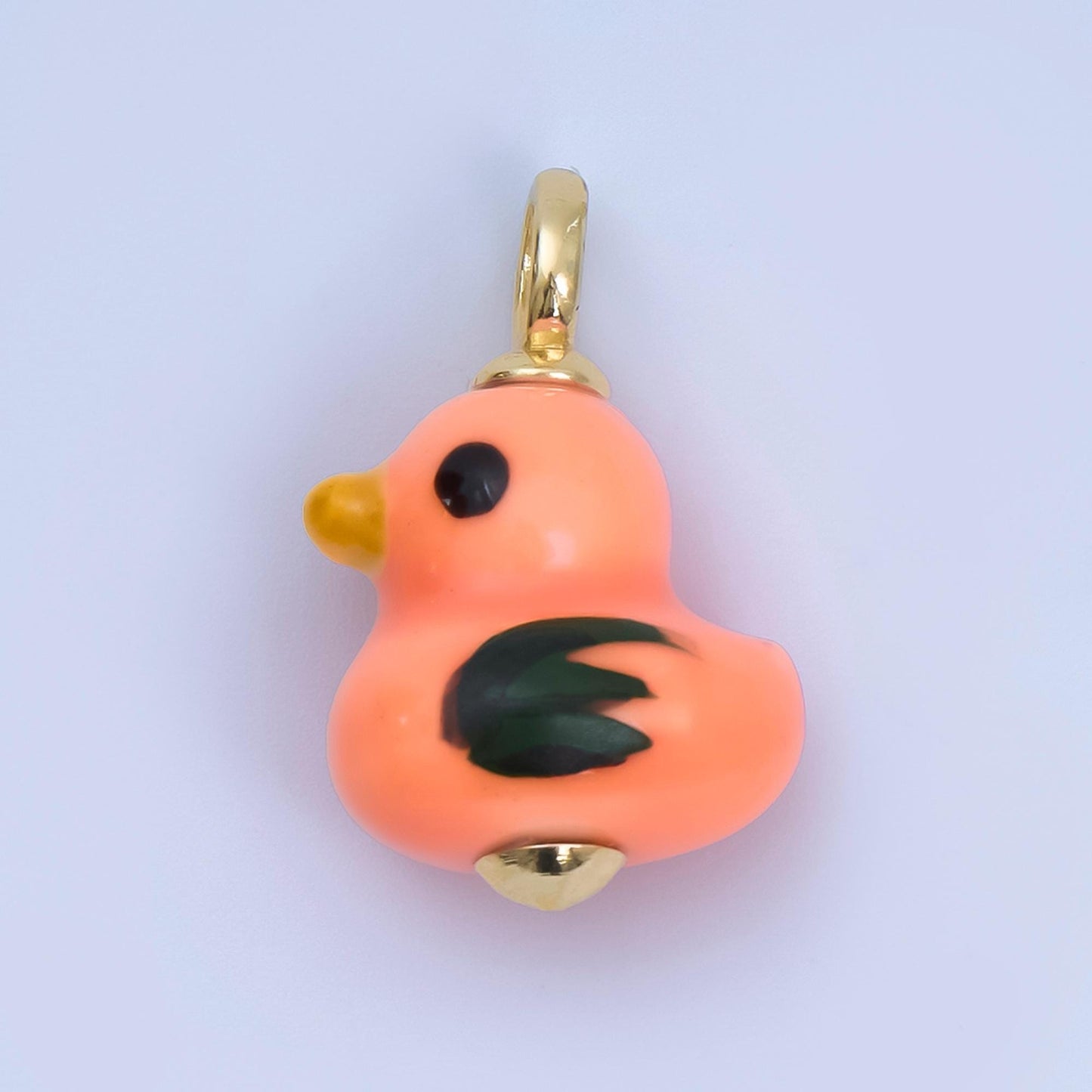 24K Gold Filled Blue, Green, White, Yellow Duck Ceramic Animal Charm Kids Jewelry Beads | C953
