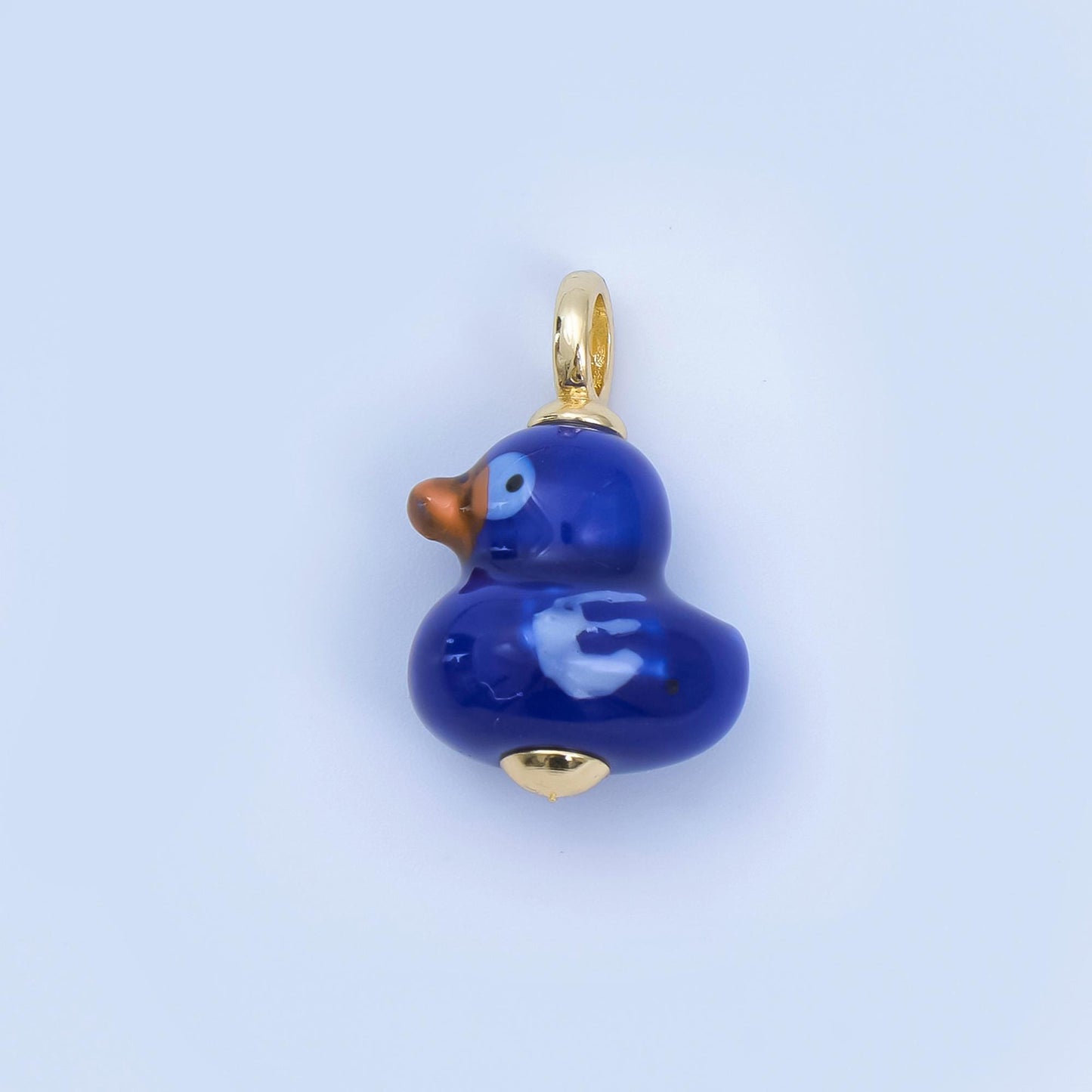 24K Gold Filled Blue, Green, White, Yellow Duck Ceramic Animal Charm Kids Jewelry Beads | C953