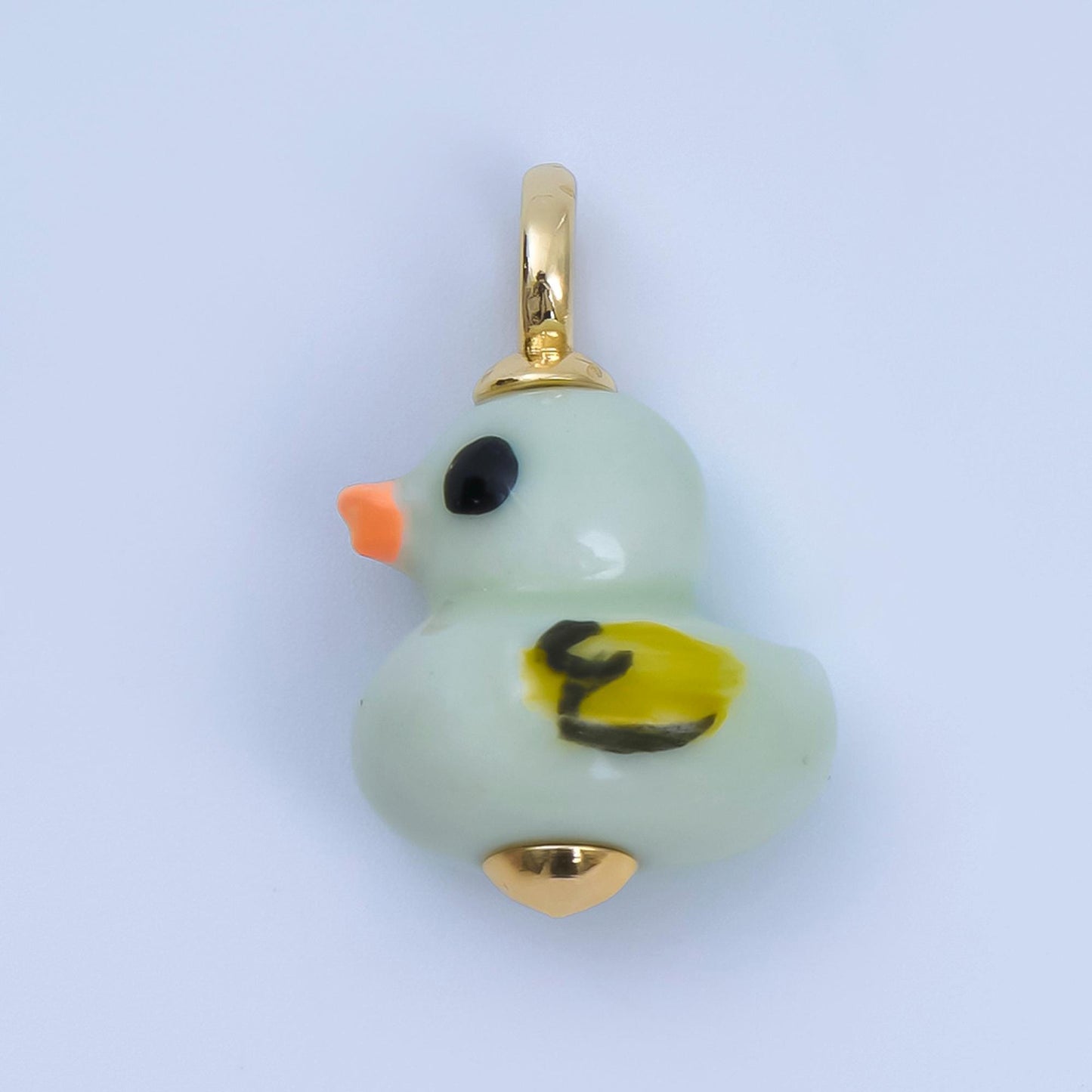 24K Gold Filled Blue, Green, White, Yellow Duck Ceramic Animal Charm Kids Jewelry Beads | C953