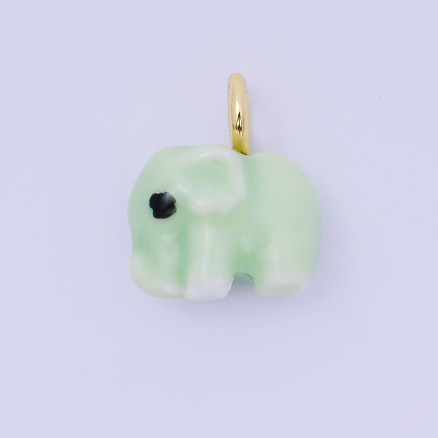 24K Gold Filled Blue, Green, White, Yellow Elephant Ceramic Dumbo Animal Charm Kids Jewelry Beads | C948