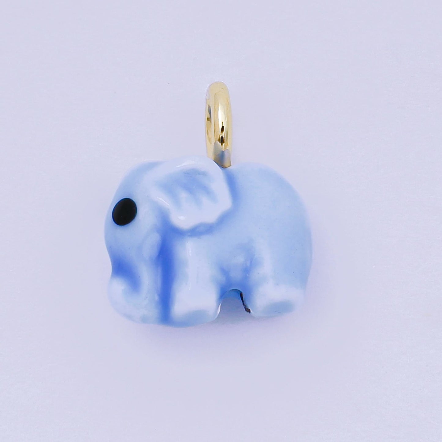 24K Gold Filled Blue, Green, White, Yellow Elephant Ceramic Dumbo Animal Charm Kids Jewelry Beads | C948