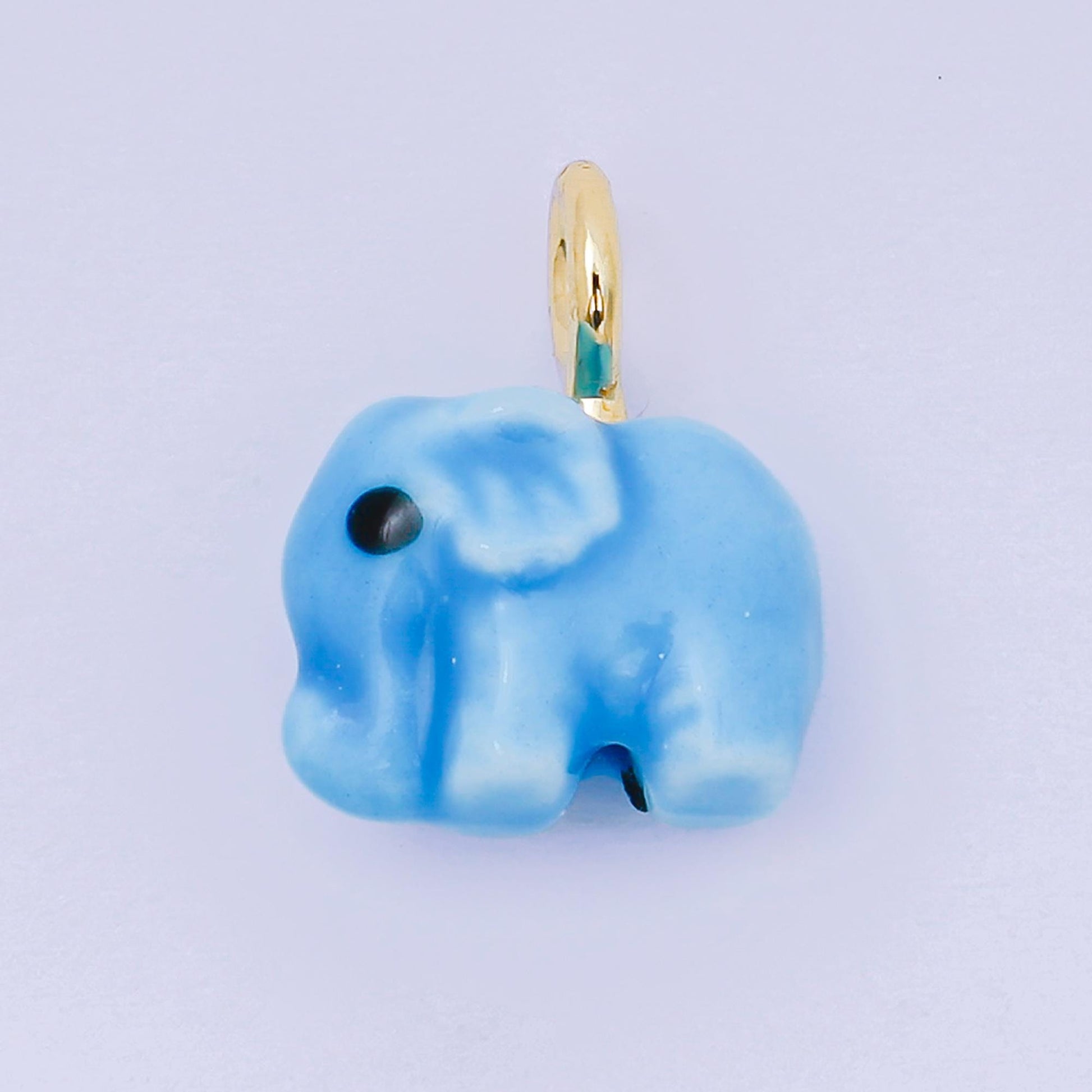 24K Gold Filled Blue, Green, White, Yellow Elephant Ceramic Dumbo Animal Charm Kids Jewelry Beads | C948