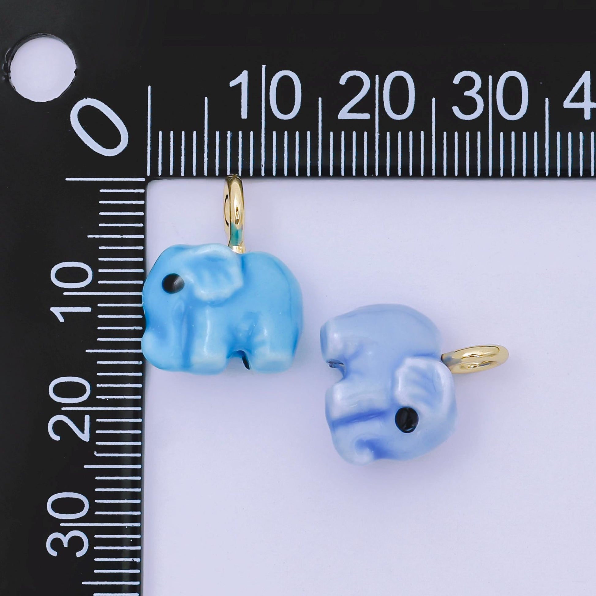 24K Gold Filled Blue, Green, White, Yellow Elephant Ceramic Dumbo Animal Charm Kids Jewelry Beads | C948