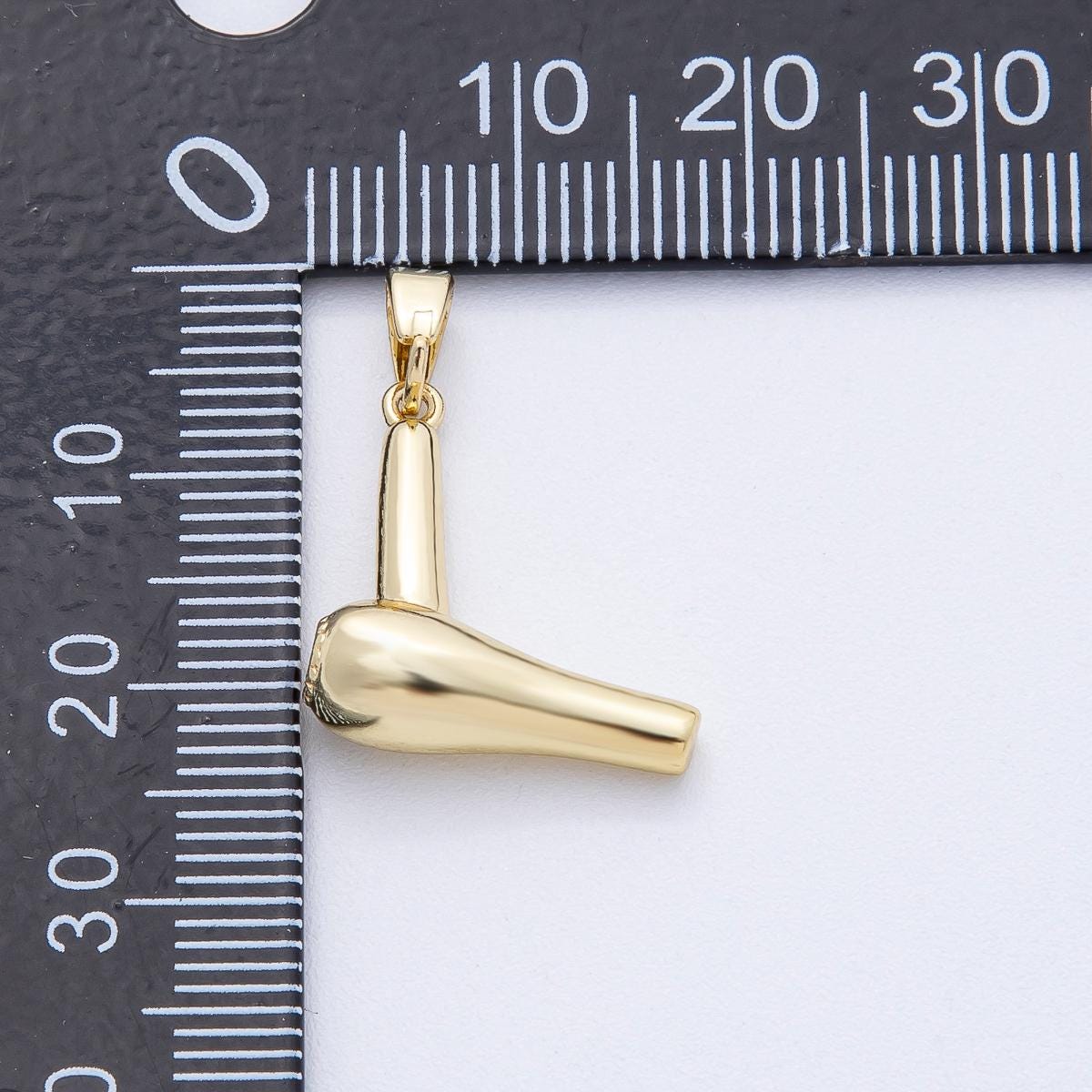 18K Gold Filled 18mm Minimalist Hair Dryer Care 3D Multidimensional Pendant Hair Stylist Jewelry Gift DIY Supply for Necklace | AF1220
