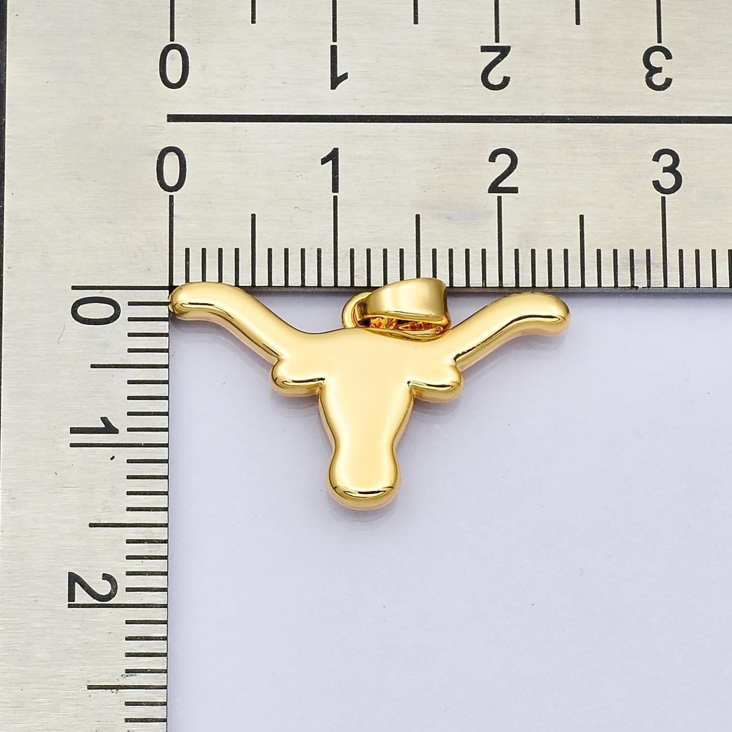 24k Gold Filled Longhorn Bull Head Pendant Charm Texas Jewelry Inspired Travel Animal Charm I816