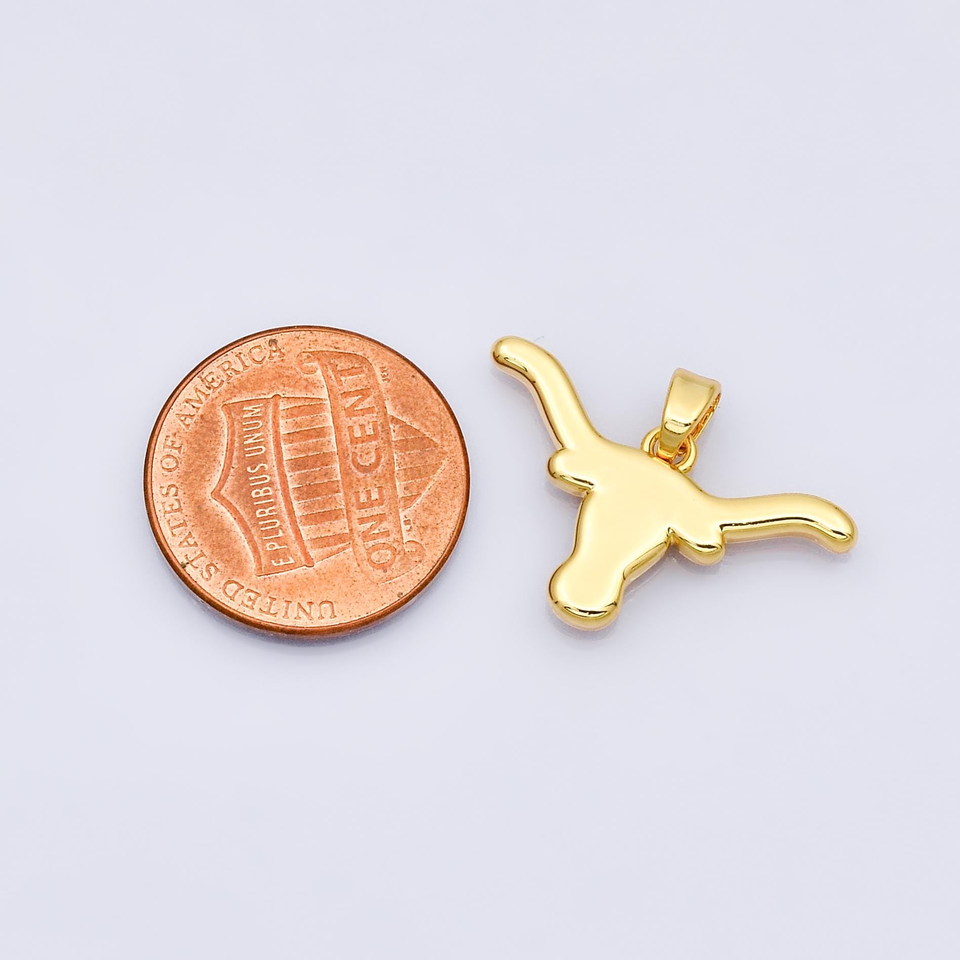24k Gold Filled Longhorn Bull Head Pendant Charm Texas Jewelry Inspired Travel Animal Charm I816