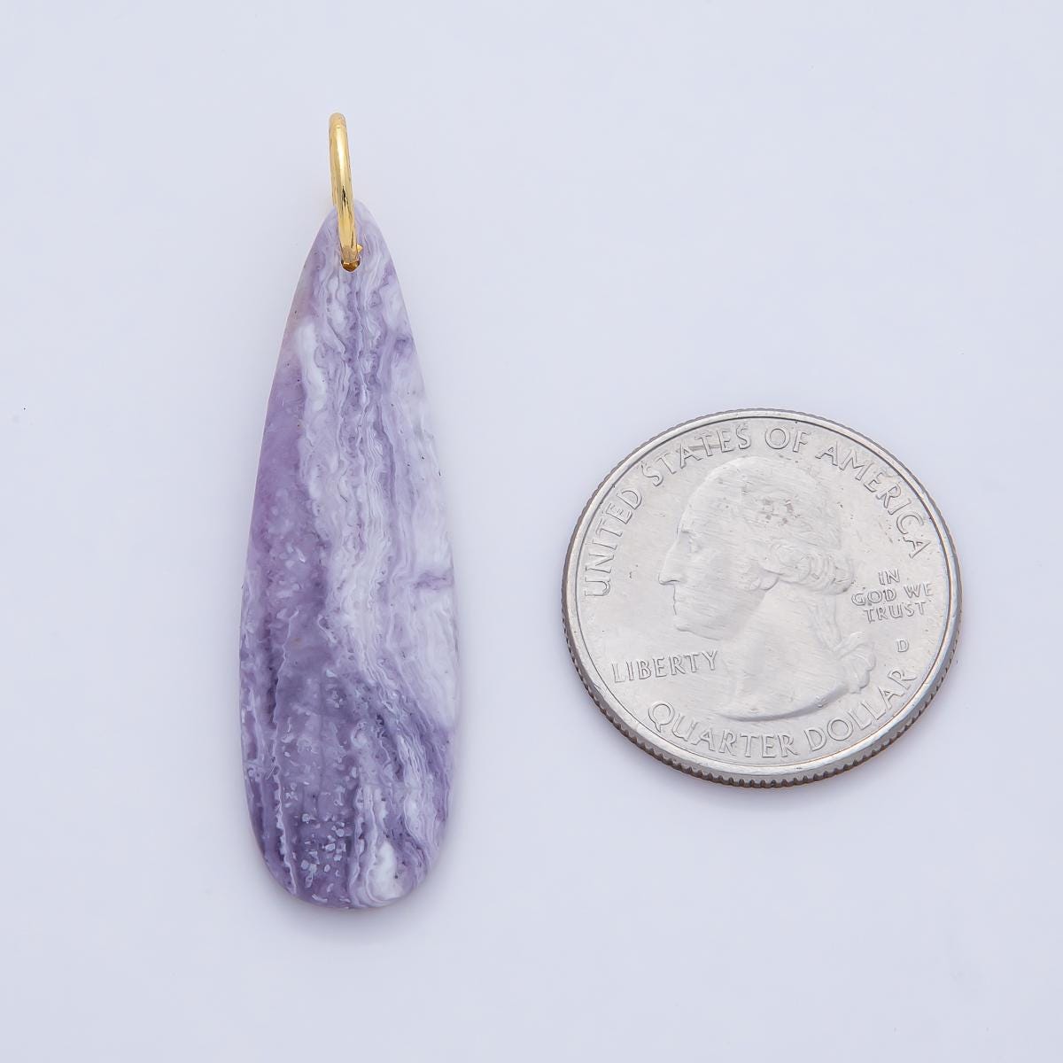 18K Gold Filled Lagoon Jasper Charoite Teardrop Gemstone Charm Natural Healing Stone Pendant DIY Jewelry Necklace Bracelet Earrings | AF1592
