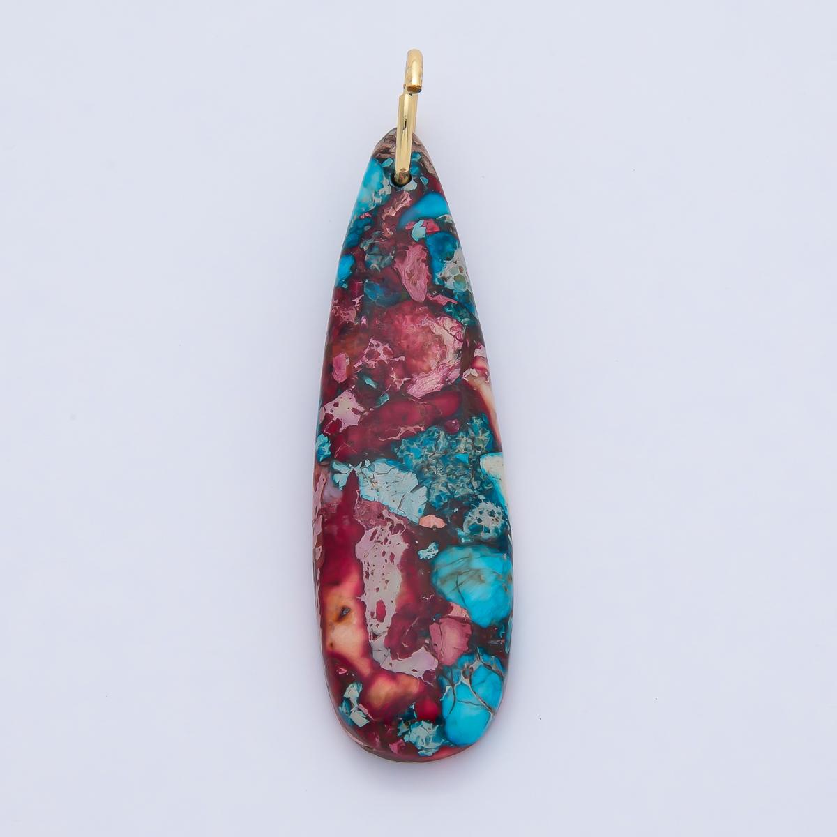 18K Gold Filled Lagoon Jasper Charoite Teardrop Gemstone Charm Natural Healing Stone Pendant DIY Jewelry Necklace Bracelet Earrings | AF1592