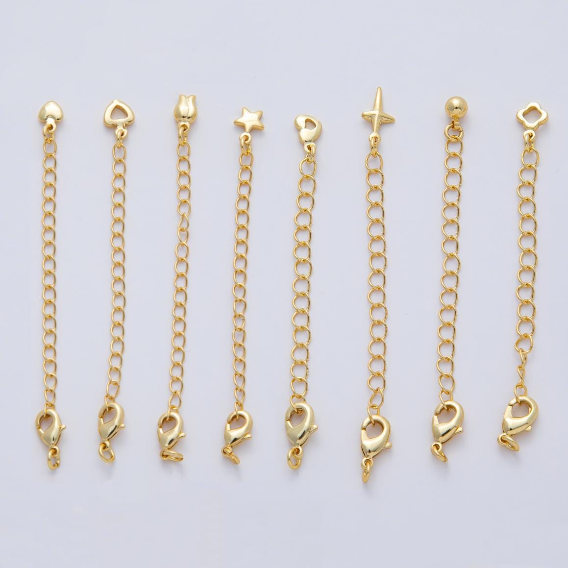 18K Gold Filled Minimalist Lobster Clasps Extender Chain Charm Set Findings DIY Bracelet Necklace Adjustable Jewelry Making | Z1482