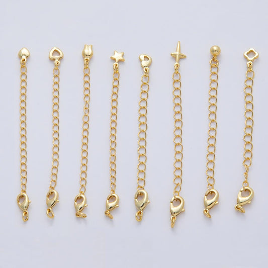 18K Gold Filled Minimalist Lobster Clasps Extender Chain Charm Set Findings DIY Bracelet Necklace Adjustable Jewelry Making | Z1482