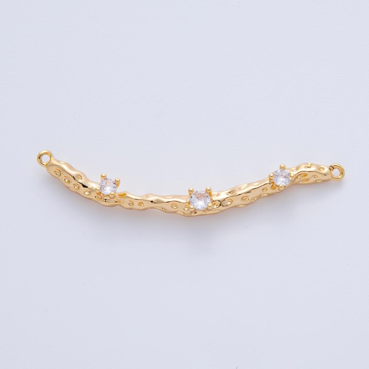 18K Gold Filled 51.8mm Triple Luxury Style Clear CZ Molten Wood Curved Connector Elegant Link DIY for Necklace or Bracelet Design | Y167