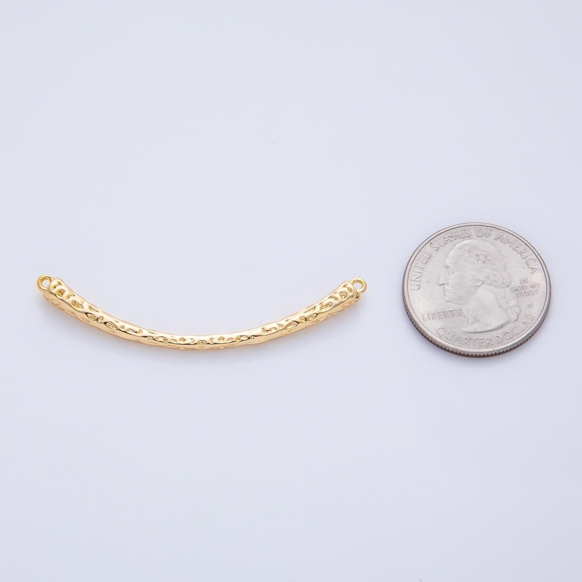 18K Gold Filled 53.9mm Hammered Textured Curved Link Connector for Modern Jewelry Design Minimal Style DIY Necklace Bracelet Piece | Y168