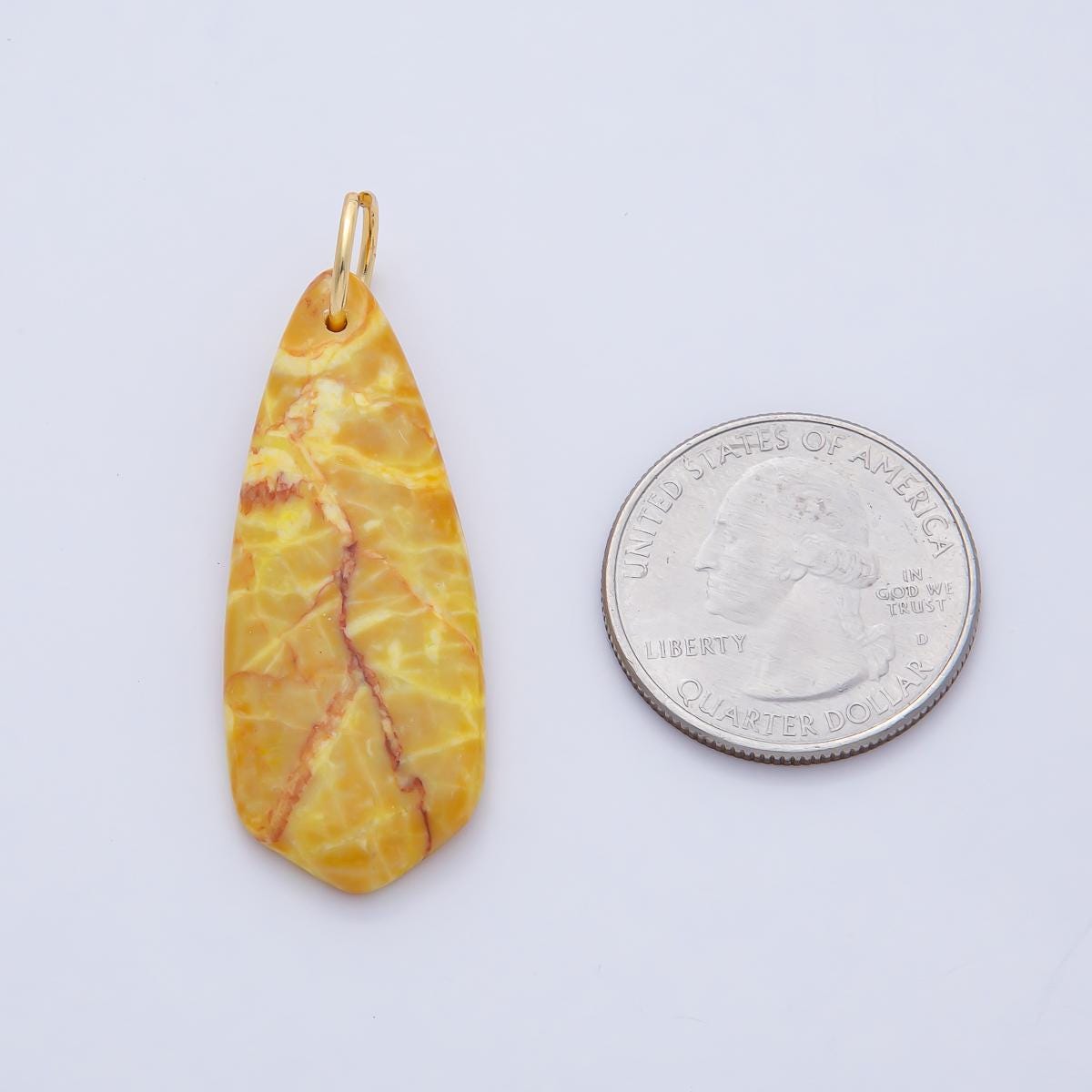18K Gold Filled Turquoise and Yellow Teardrop Gemstone Charm Natural Healing Stone Pendant DIY Jewelry Necklace Earrings Supply | AF1490