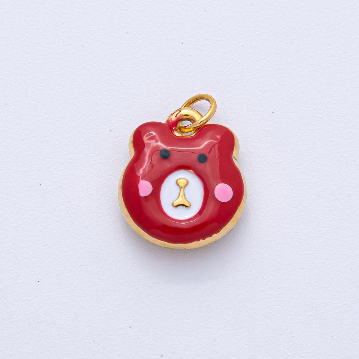 Stainless Steel 15mm Brown Red Green White Enamel Teddy Bear Charm Animal Art DIY Necklace Bracelet Earring Making Jewelry Supplies | J865