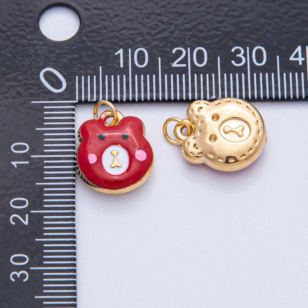 Stainless Steel 15mm Brown Red Green White Enamel Teddy Bear Charm Animal Art DIY Necklace Bracelet Earring Making Jewelry Supplies | J865